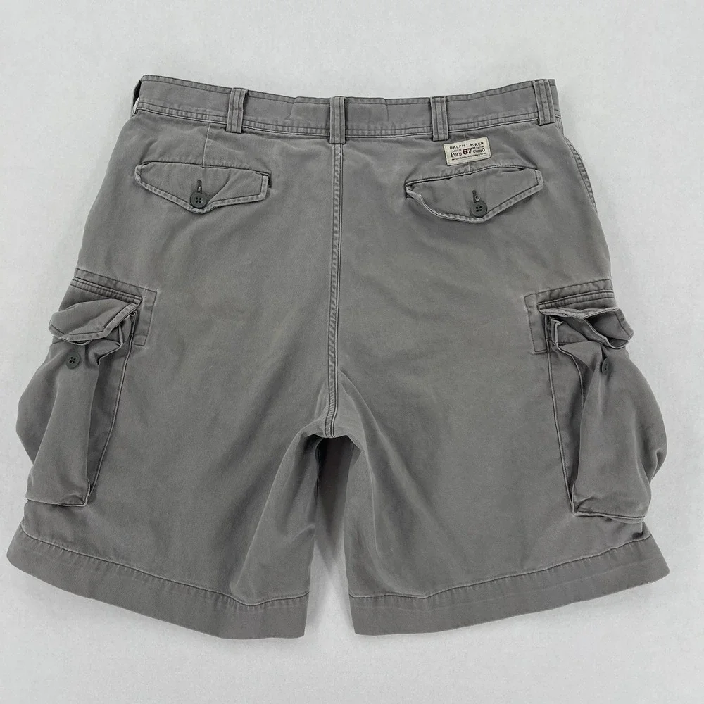 Vintage Polo Ralph Lauren 67 Cargo Shorts Mens 38 Gray Utility Baggy Retro
